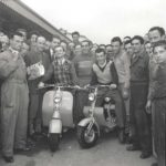 1950 Cycling champions Robet and Robic at Innocenti's factory