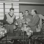 1950 Cycling champions Robet and Robic at Innocenti's factory