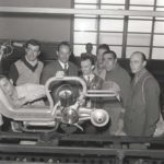 1950 Cycling champions Robet and Robic at Innocenti's factory