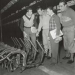 1950 Cycling champions Robet and Robic at Innocenti's factory