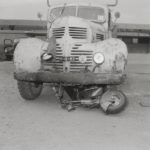 1950 A Dodge truck run over a Lambretta