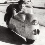 1950 Masetti tries a Lambretta prototype in Monthléry