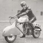 1951 Romolo Ferri with the NSU 125 for a advertisement campaign in Germany