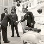 1958 Prince Rainier of Monaco and princess Grace Kelly with a Lambretta 150 LI SERIES 1