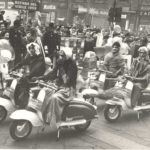 1962 Epiphany day (the three kings) in Milan with Lambretta scooters