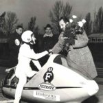 1965 Marlene Parker Lambretta record test at Monza getting flowers