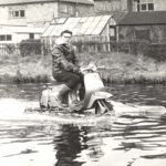 1969 Lambretta amphibi-schooter with man on water