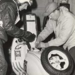 Getting ready for the race with Lambretta scooter